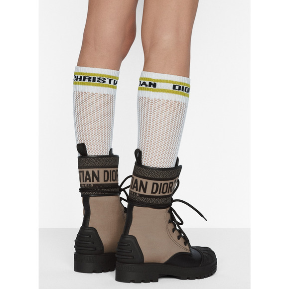 Dior D-Major Black Taupe Logo Military Combat Lace Up Tie Ankle Boots 38.5 - Picture 10 of 16